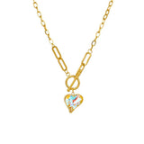 316L Stainless Steel Heart Pendant Necklace Colorful Dazzling Chain Jewelry Gift