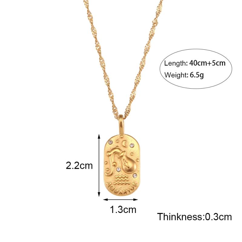 Zircon Zodiac Sign Bright Necklace Woman Neck Jewelry