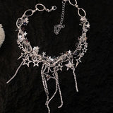 Y2K Accessories Star Necklace Crystal Choker Punk Charm Cross Pendant