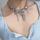 Y2K Accessories Star Necklace Crystal Choker Punk Charm Cross Pendant