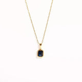 Minimalist Green Multicolor CZ Square Pendant Necklace Women Gift
