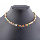 Nidin Colorful Tennis Necklace Rectangular Zircon Neck Jewelry