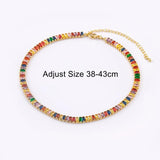 Nidin Colorful Tennis Necklace Rectangular Zircon Neck Jewelry