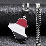 Iraq Republic Map Flag Pendant Necklace Stainless Steel Silver NXXXXS05