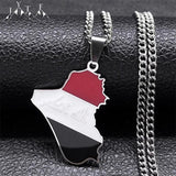 Iraq Republic Map Flag Pendant Necklace Stainless Steel Silver NXXXXS05