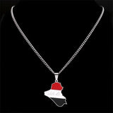 Iraq Republic Map Flag Pendant Necklace Stainless Steel Silver NXXXXS05