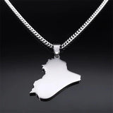 Iraq Republic Map Flag Pendant Necklace Stainless Steel Silver NXXXXS05