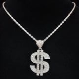 Hip Hop Dollar Pendant Necklace Cuban Chain Punk Jewelry