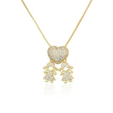 Boy Girl Love Necklaces Heart Shape Zirconia Pendants
