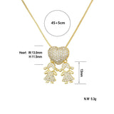 Boy Girl Love Necklaces Heart Shape Zirconia Pendants