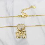 Boy Girl Love Necklaces Heart Shape Zirconia Pendants