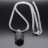 Irregular Tourmaline Pendant Necklace Stainless Steel Chain