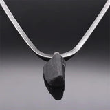 Irregular Tourmaline Pendant Necklace Stainless Steel Chain