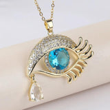 Crystal Evil Eye Necklace Lucky Jewelry O Chain Necklace