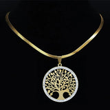 Tree of Life Crystal Steel Choker Necklace for Women