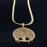 Tree of Life Crystal Steel Choker Necklace for Women