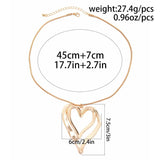 Double Layered Heart Pendant Necklace for Women - Thin Snake Chain Choker