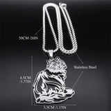 Cat Ragdoll Kitty Pendant Necklace Stainless Steel Silver Chain Pet Lover Gift