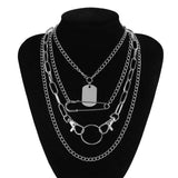 Goth Layer Safety Pin Key Chains Necklaces for Women