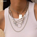Goth Layer Safety Pin Key Chains Necklaces for Women