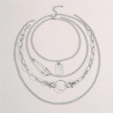 Goth Layer Safety Pin Key Chains Necklaces for Women