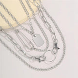 Goth Layer Safety Pin Key Chains Necklaces for Women