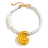 Metal Big Conch Snail Pendant Choker Necklace for Women