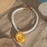 Metal Big Conch Snail Pendant Choker Necklace for Women