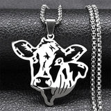 Cow Pendant Necklace Stainless Steel Chain Party Gift Jewelry