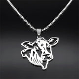Cow Pendant Necklace Stainless Steel Chain Party Gift Jewelry
