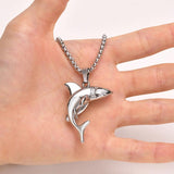 Rock Punk Shark Necklace for Men, Stainless Steel Collar Jewelry
