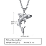 Rock Punk Shark Necklace for Men, Stainless Steel Collar Jewelry