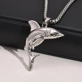 Rock Punk Shark Necklace for Men, Stainless Steel Collar Jewelry