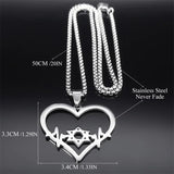 Jewish Hexagram Heart Necklace Star of David Amulet Chain N8095
