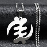 Adinkra Gye Nyame Chain Necklace Stainless Steel Silver Ghana Jewelry