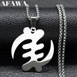 Adinkra Gye Nyame Chain Necklace Stainless Steel Silver Ghana Jewelry