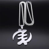 Adinkra Gye Nyame Chain Necklace Stainless Steel Silver Ghana Jewelry