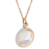 Rose CZ Crystal Pendant Necklace Stainless Steel Jewelry
