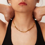Double Layer Cross Snake Chain Necklace 18k Plated Stainless Steel