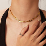 Double Layer Cross Snake Chain Necklace 18k Plated Stainless Steel