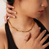Double Layer Cross Snake Chain Necklace 18k Plated Stainless Steel