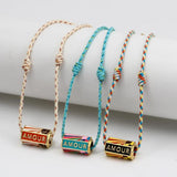 Wish Card Copper Charm Pendant Necklace Women Multicolor Rope Choker