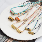 Wish Card Copper Charm Pendant Necklace Women Multicolor Rope Choker
