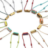 Wish Card Copper Charm Pendant Necklace Women Multicolor Rope Choker