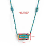 Wish Card Copper Charm Pendant Necklace Women Multicolor Rope Choker