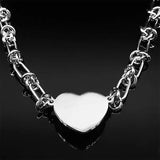 Punk Love Red Heart Pendant Necklace Women Stainless Steel Hip Hop