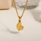 Stainless Steel Heart Palm Pendant Necklace