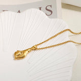 Stainless Steel Heart Palm Pendant Necklace