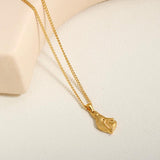 Stainless Steel Heart Palm Pendant Necklace