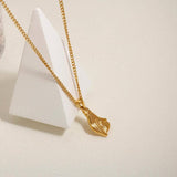 Stainless Steel Heart Palm Pendant Necklace